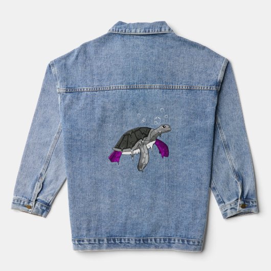 Asexual Pride Ace Flag Zee Turtle Subtiele LGBTQ Denim Jacket (Achterkant)