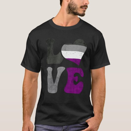 Asexual Pride Ace Vlag LIEFDE Hart LGBTQ T-shirt (Voorkant)