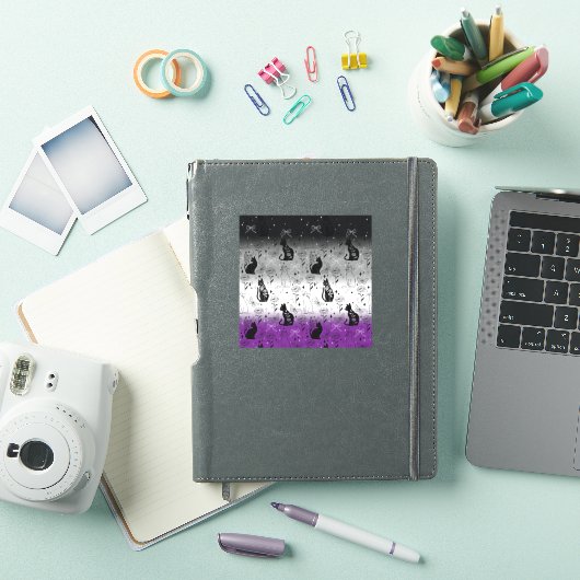 Asexual Pride Black Cat - Mystical Witchy Sticker (iPad Cover)