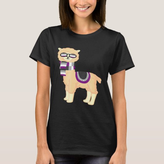 Asexual Pride Cool Lama met Ace Pride zonnebril T-shirt (Voorkant)