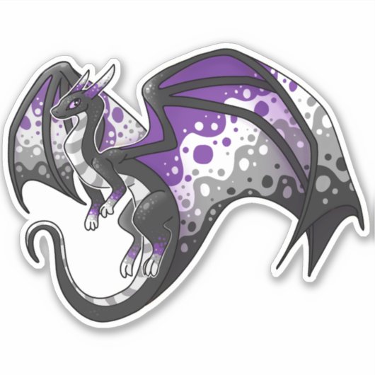 Asexual Pride Dragon Sticker (Voorkant)