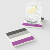 Asexual Pride Flag (Ace) (Asexualiteit) Stenen Onderzetter (Zijkant)