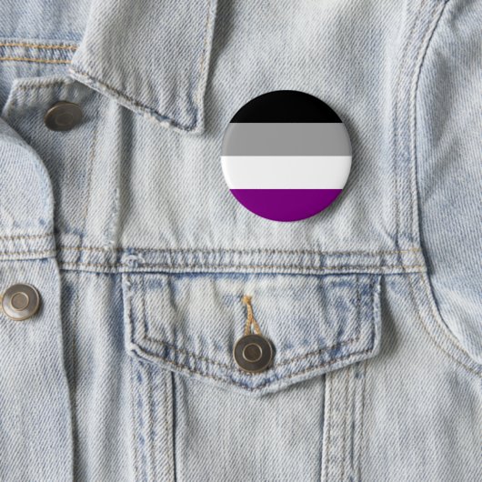 Asexual Pride Flag Button Pin (In situ)