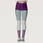 Asexual Pride Flag Paarse Grijs Gestreept LGBT Leggings (Voorkant)