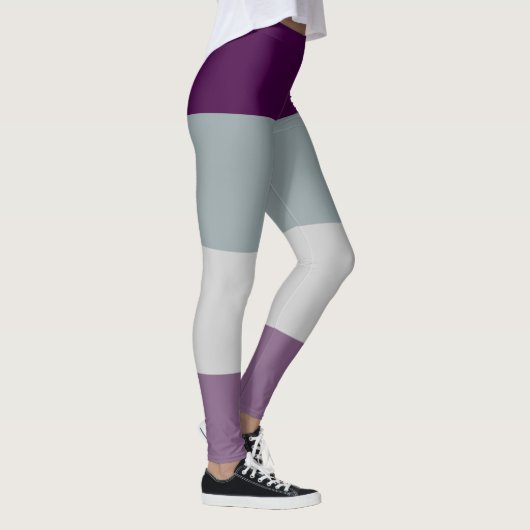 Asexual Pride Flag Paarse Grijs Gestreept LGBT Leggings (Rechts)