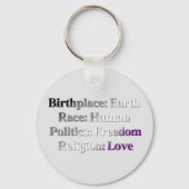 Asexual Pride - Geboorteplaats: Aarde. Ras: Mensel Sleutelhanger (Achterkant)