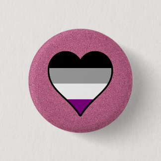 Asexual pride harten roze knop ronde button 3,2 cm
