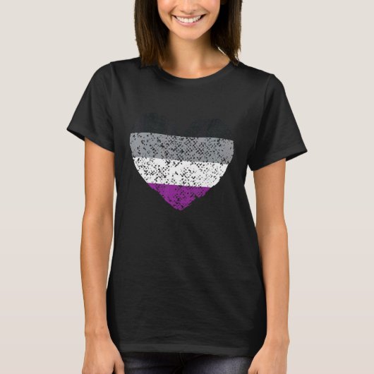 Asexual Pride Heart Flag T-shirt (Voorkant)
