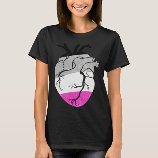 Asexual Pride Heart Flag T-shirt (Voorkant)