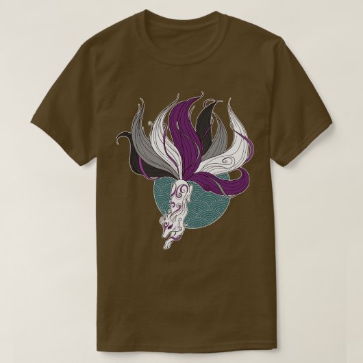 Asexual Pride Kitsune T-shirt (Design voorkant)