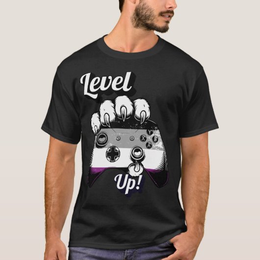 Asexual Pride Level Up Tiger Paw Controller Shirt (Voorkant)