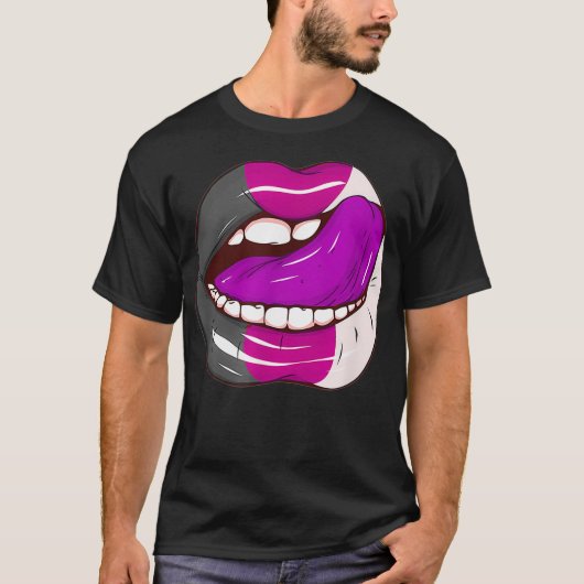 Asexual Pride LGBTQ Ace Lips Party T-shirt (Voorkant)