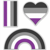 Asexual Pride Rainbow +{ Ace | Demi | Grijs}+ Sticker (Voorkant)