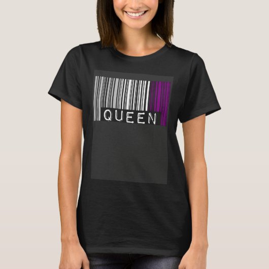 Asexual Queen Barcode Asexual Pride Flag Aesthetic T-shirt (Voorkant)