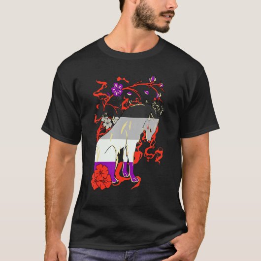Asexual Wolf LGBQA Ace Bloem Asexualiteit Pride As T-shirt (Voorkant)
