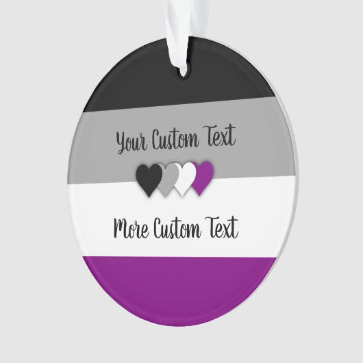 Asexualiteitspridevlag met tekst ornament (voorkant)