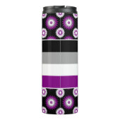 Asexuality pride flag with a black flower pattern thermosbeker (Achterkant)