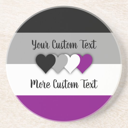 Asexuality pride flag with hearts coaster zandsteen onderzetter (Voorkant)