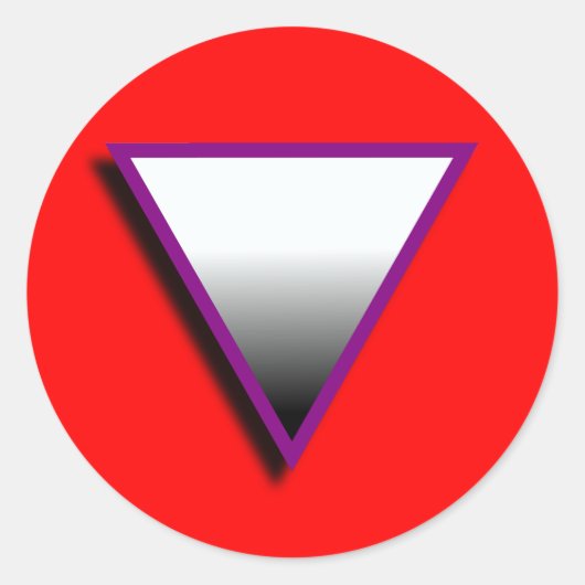 ASEXUEEL DRIEHOEK SYMBOOL 3D RONDE STICKER (Voorkant)