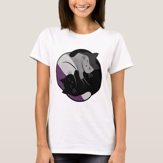 Asexuele Eeuwige Yin Yang Kat T-shirt (Voorkant)