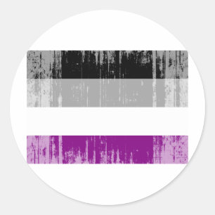 ASEXUELE VLAG GESLITEN RONDE STICKER