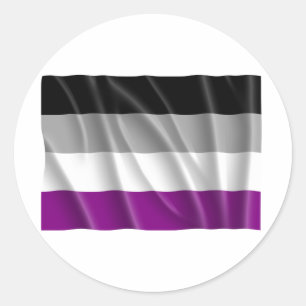 ASEXUELE VLAG IN DE LUCHT RONDE STICKER