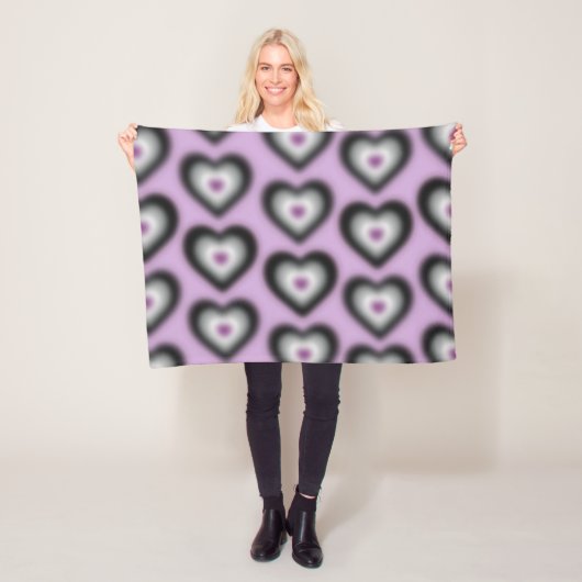 Asexuele vlag kleuren op een wazig hart fleece deken (In situ)