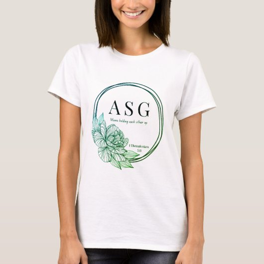 ASG logo in greens en blues (naam op rug) T-shirt (Voorkant)