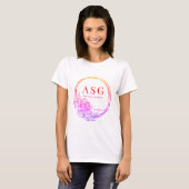 ASG logo in pinks en sinaasappels (naam op rug) T-shirt (Voorkant volledig)