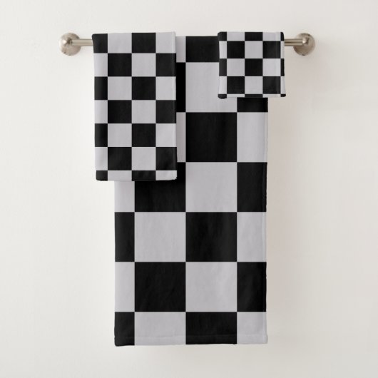 Asgrijs Checker Patroonontwerp Bad Handdoek (Insitu)