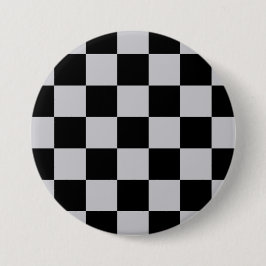 Asgrijs Checker Patroonontwerp Ronde Button 7,6 Cm