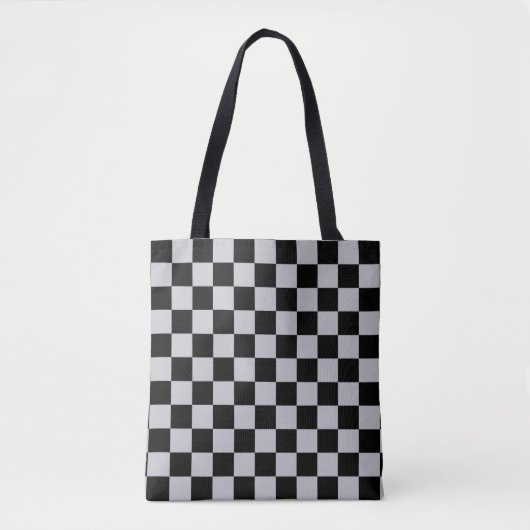 Asgrijs Checker Patroonontwerp Tote Bag (Voorkant)