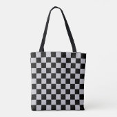 Asgrijs Checker Patroonontwerp Tote Bag (Achterkant)