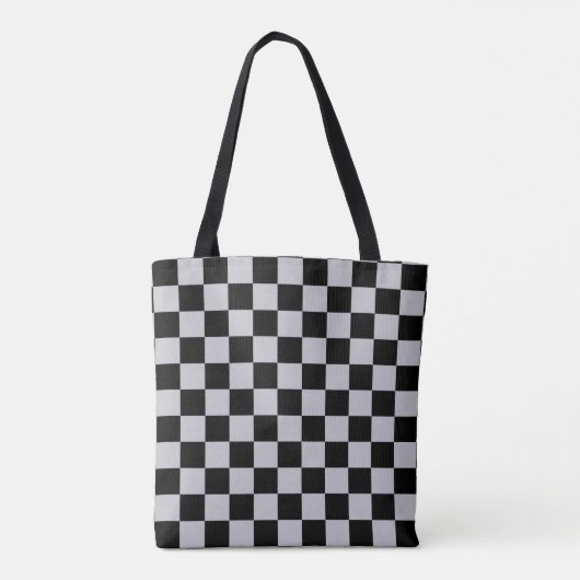 Asgrijs Checker Patroonontwerp Tote Bag (Achterkant)