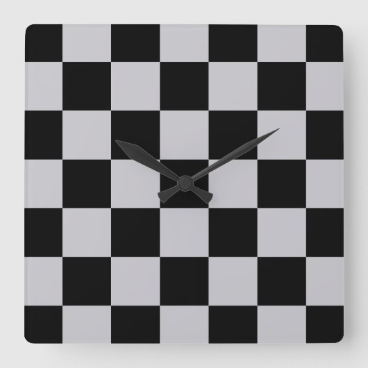 Asgrijs Checker Patroonontwerp Vierkante Klok (Voorkant)