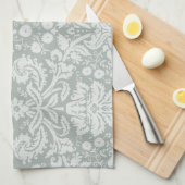 Asgrijs; grijs Damaskpatroon Theedoek (Quarter Fold)