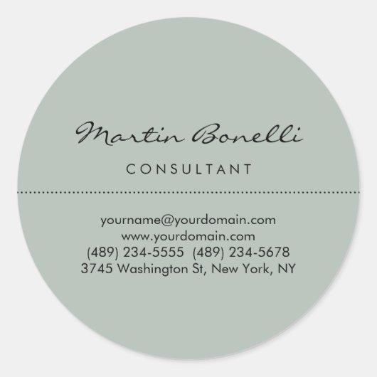 Asgrijs minimalistisch modern effen ronde sticker (Voorkant)