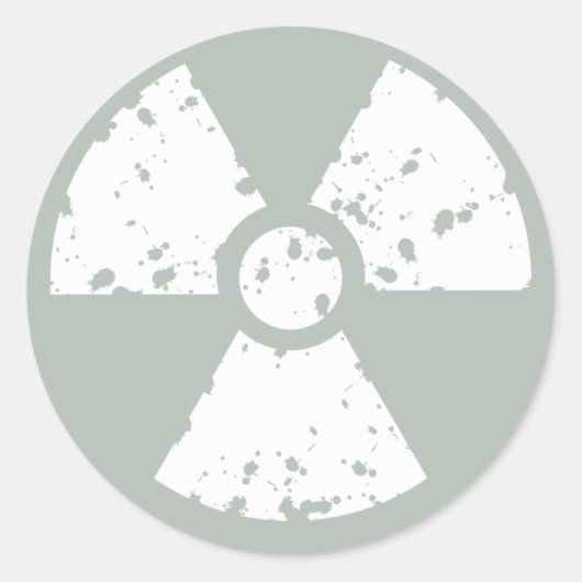 Asgrijs radioactief ronde sticker (Voorkant)