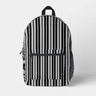 Asgrijs Zwart Verticaal Stripes Patroon Ontwerp Bedrukte Rugzak