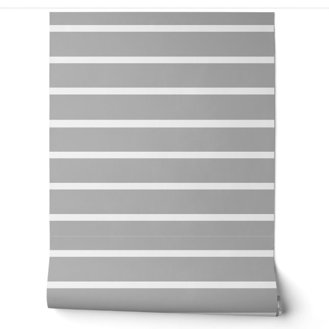Asgrijze en witte strepen design behang (Afrollen)