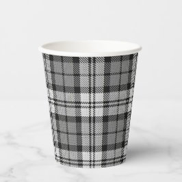 Asgrijze tartan ruit papieren bekers