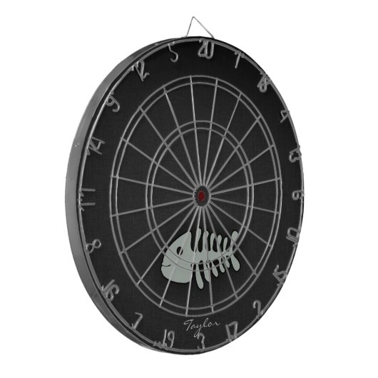 Asgrijze vis Botten Dartbord (Voorkant Links)