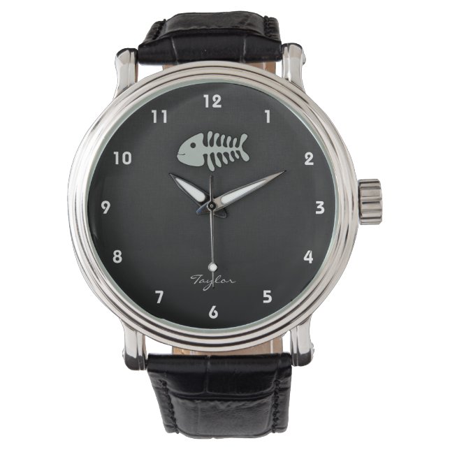 Asgrijze vis Botten Horloge (Voorkant)