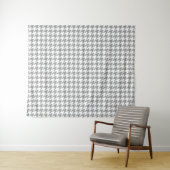 Asgrijze witte Houndstooth Check Wandkleed (In Situ (horizontaal))