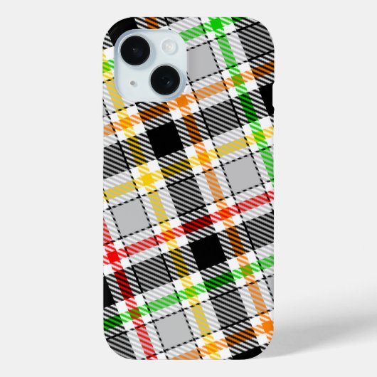 Asgrijze zwarte multikleur flanel plaid tartan Case-Mate iPhone case (Achterkant)