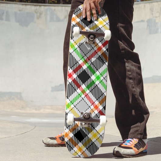 Asgrijze zwarte multikleur flanel plaid tartan persoonlijk skateboard