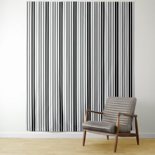 Asgrijze zwarte witte strepenpatroon wandkleed
