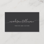 Ash Black & Ivory Modern Calligraphy Script Visitekaartje (Voorkant)