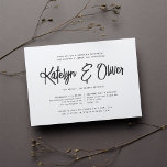 Ash Black | Modern Signature Rehearsal Dinner Kaart<br><div class="desc">Onze elegante, moderne trouwrepetitie diner of cocktailparty uitnodigingen in soft ash black en white hebben je namen in handgeschreven script typografie. Pas je aan met je ceremonie repetitie en repetitieve diner details onder. Omvat ruimte voor de repetitietiming en het kerk- of locatieadres. Een chic-ontwerp in klassiek zwart-wit voor moderne koppels...</div>