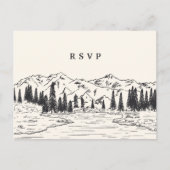 Ash Black Mountain Sketch Wedding Meal Choice RSVP Briefkaart (Voorkant)